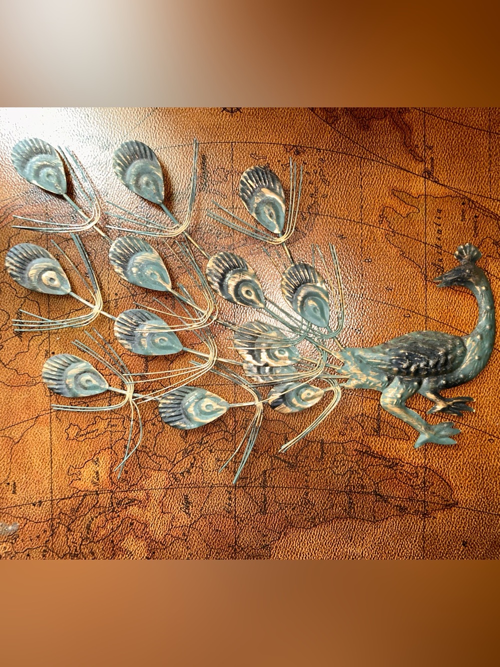 Vintage Peacock Wall Art Mid Hollywood Regnecy Metal Sculpture